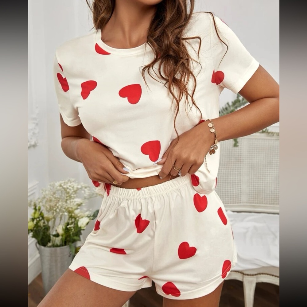 Heart Print Pajama Set